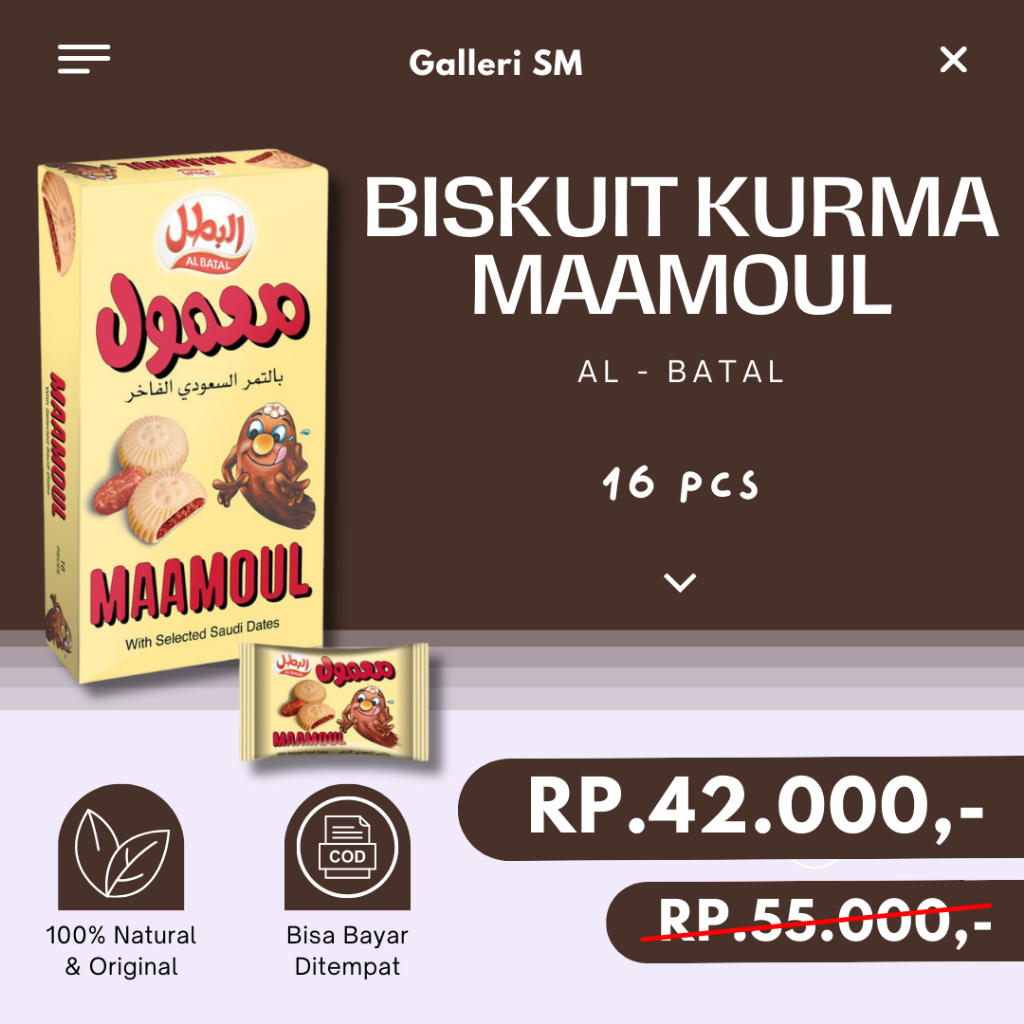 

Maamoul Biskuit Kurma Al Batal 16 Pcs Snack Kukis Arab Isi Selai Kurma Dates Mamoul