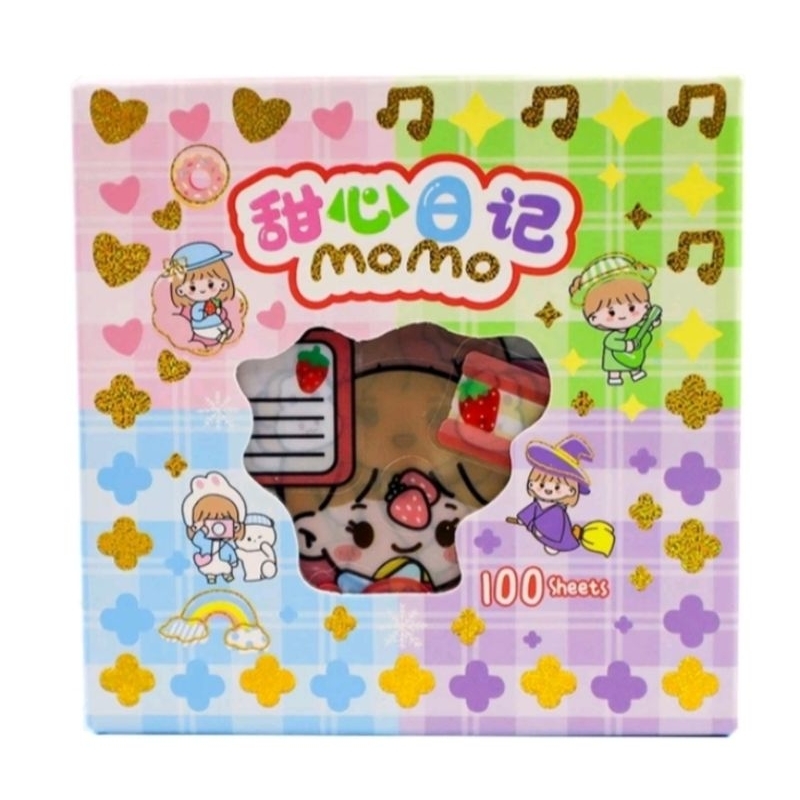 

MOMO STICKER MINI (8CMX8CM/ISI 100LEMBAR)) KARTUN KOREA LUCU ANTI AIR