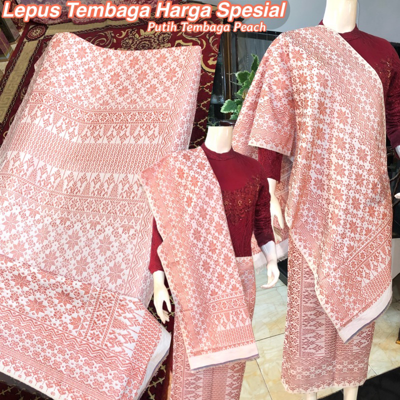 Songket Lepus Tembaga Harga Spesial Putih Tembaga Peach / songket tenun asli palembang /ilham songke