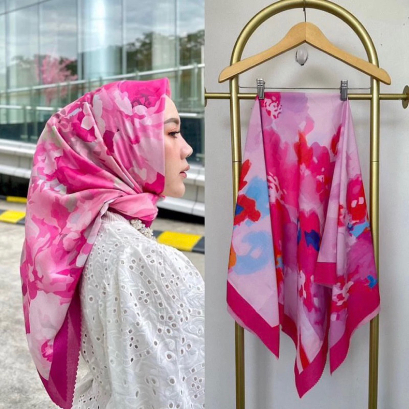Segiempat Voal Motif Hologram Bunga Cantik Hijab Turki /Hijab Segi Empat Voal Motif/Hijab Motif Butt
