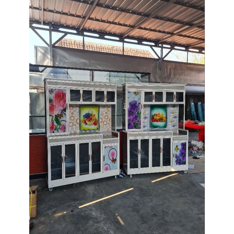 Rak piring aluminium pintu 10 / lemari dapur kitchen set aluminium