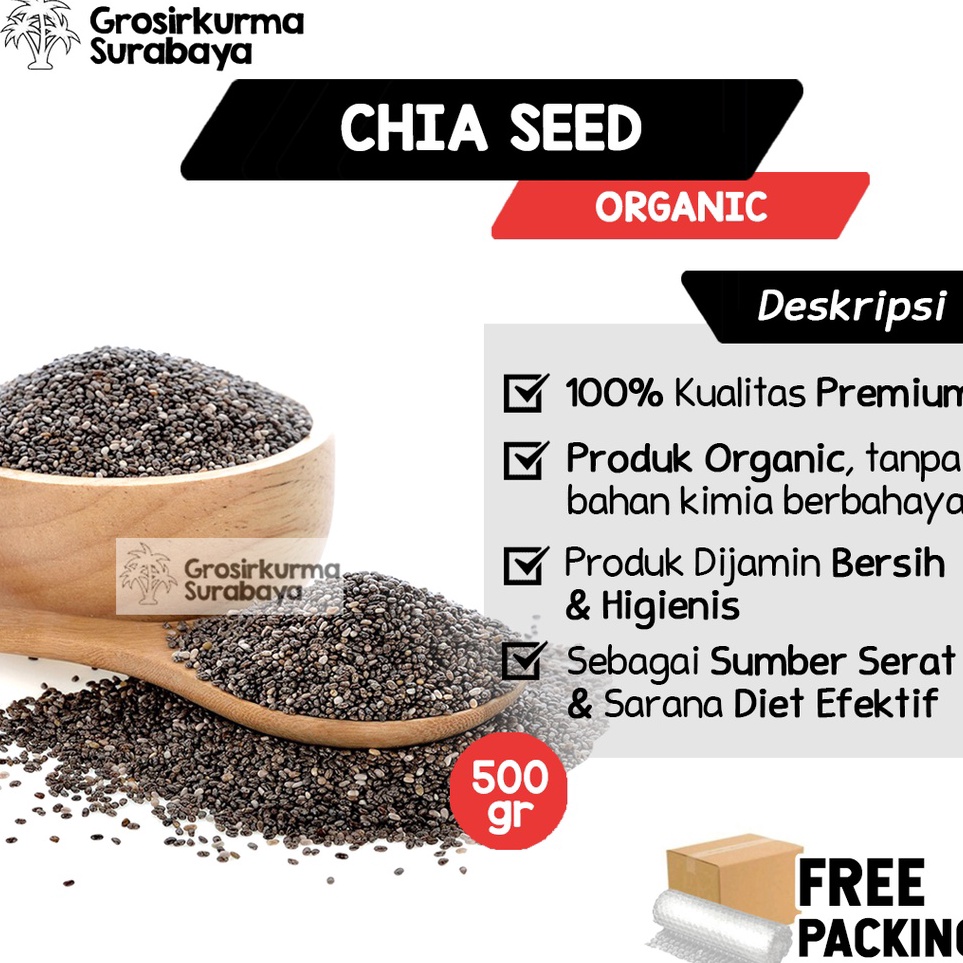 

[KODE 87FNB]anic Black Chia Seed 500gr Bagus Untuk Kesehatan Diet Keto Shirataki Chiaseed Herbal Safiya