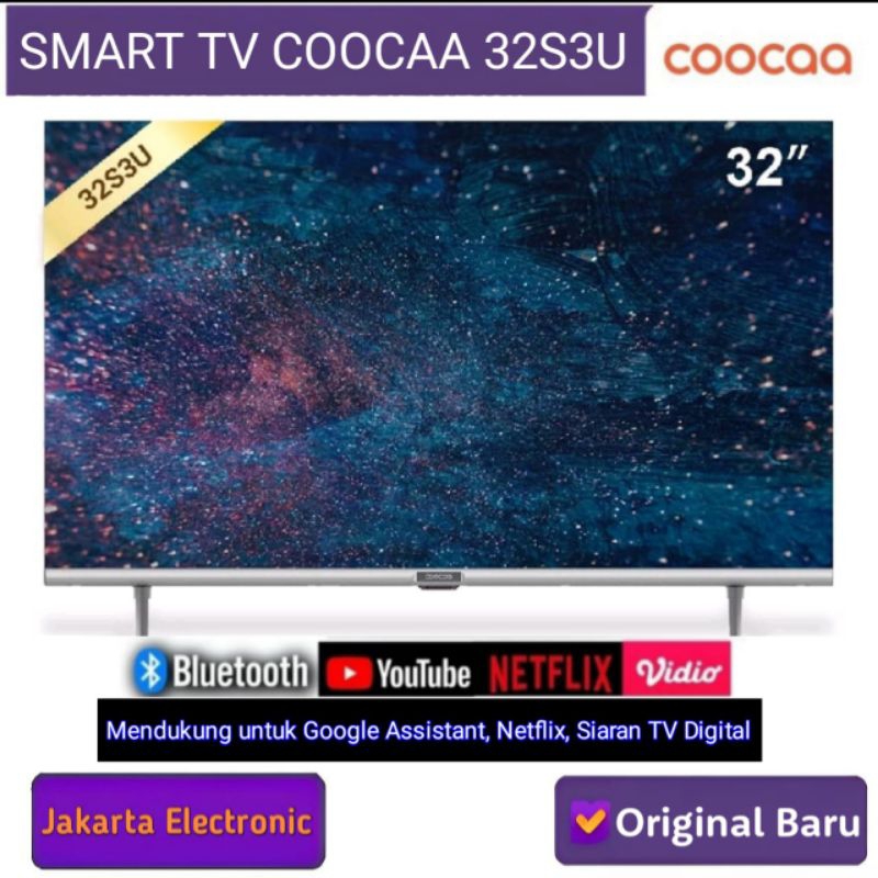 COOCAA 32S3U Smart 32 Inch LED TV 24 dan HD Digital DVB Bezel Less Dolby WiFi