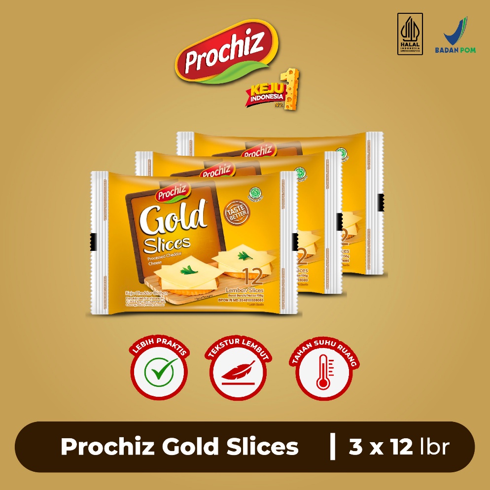 

[Produk VR88] Keju PROCHIZ Gold Slices 12's x3 91