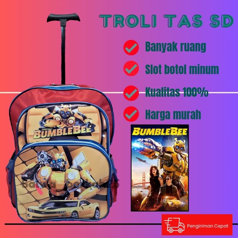 Tas troli anak laki laki sekolah SD tas roda anak SD / tas troli  BUMBLEBEE