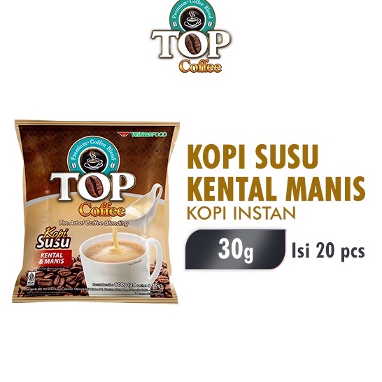 

[KODE PRODUK 7E7AR6975] Top Coffee Kopi Susu Kental Manis 3 In 1 Pack 30 gr isi 20 pcs