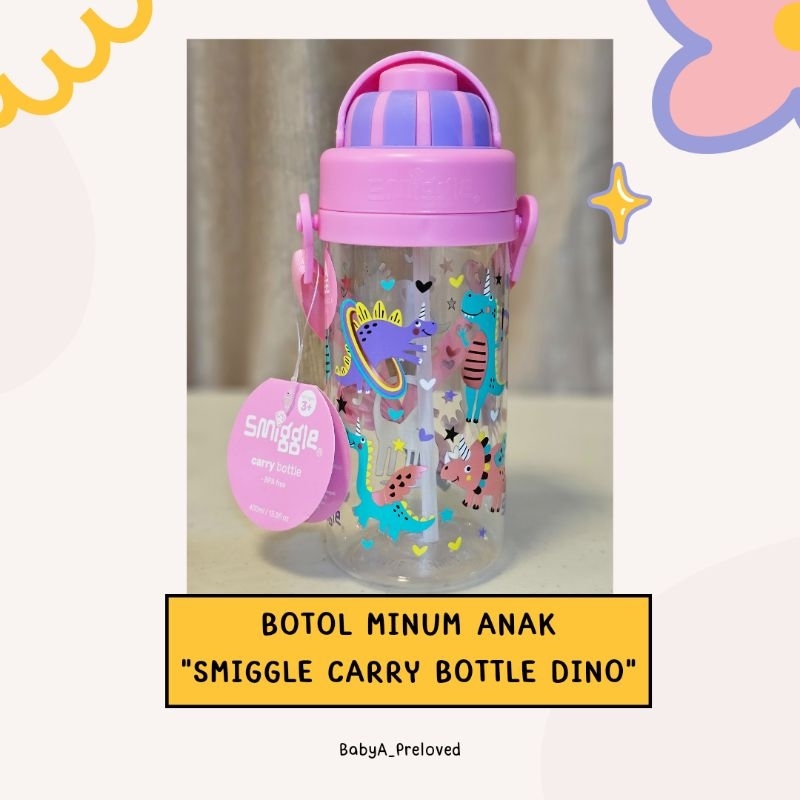 New - Smiggle Carry Bottle Dino Pink / Botol Minum Anak Smiggle