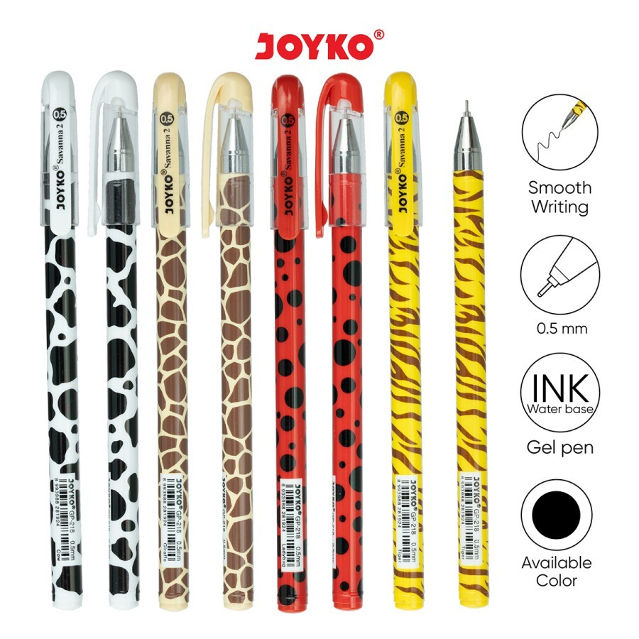 

Gel Pen / Pulpen / Pena Joyko GP-218 / Savanna 2 / 0.5 mm 12Pcs Merek Joyko