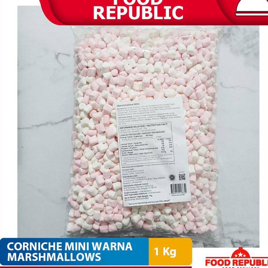 

[KODE 0GDZ8] CORNICHE MINI MARSHMALLOW 1 KG - MARSHMALLOW WARNA HALAL BEST SELLER