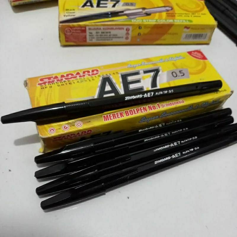 

Pulpen Ballpoint Bollpen Standar pena Standar AE7 0,5mm Hitam isi 12 pcs Asli