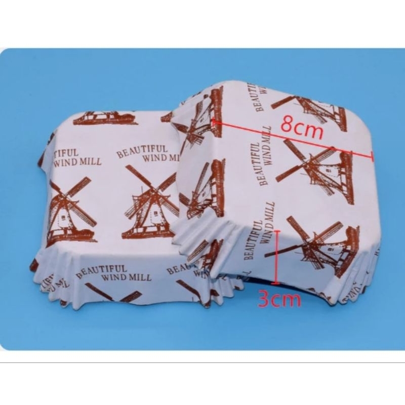 200pcs paper cup roti square  persegi PET motif  kincir