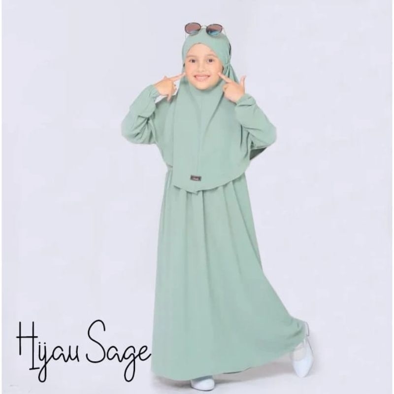 GAMIS ANAK SET HIJAB CRINKLE AIRFLOW GAMIS SEKOLAH