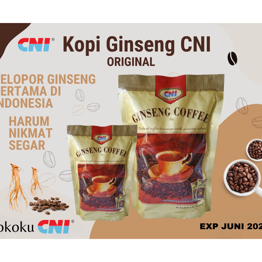 

[KODE 8D9BY] GINSENG COFFEE CNI KOPI GINSENG ASLI ISI 20 SACHET