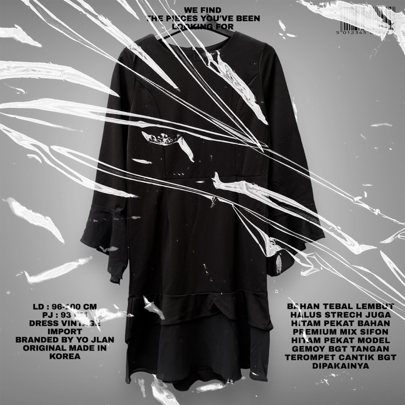 BLACK DRESS/KOREAN DRESS/DRESS IMPORT/DRESS PESTA/BKK DRESS/KOREAN LOOK/KOREAN STYLE/DRESS MIDI/BLAC