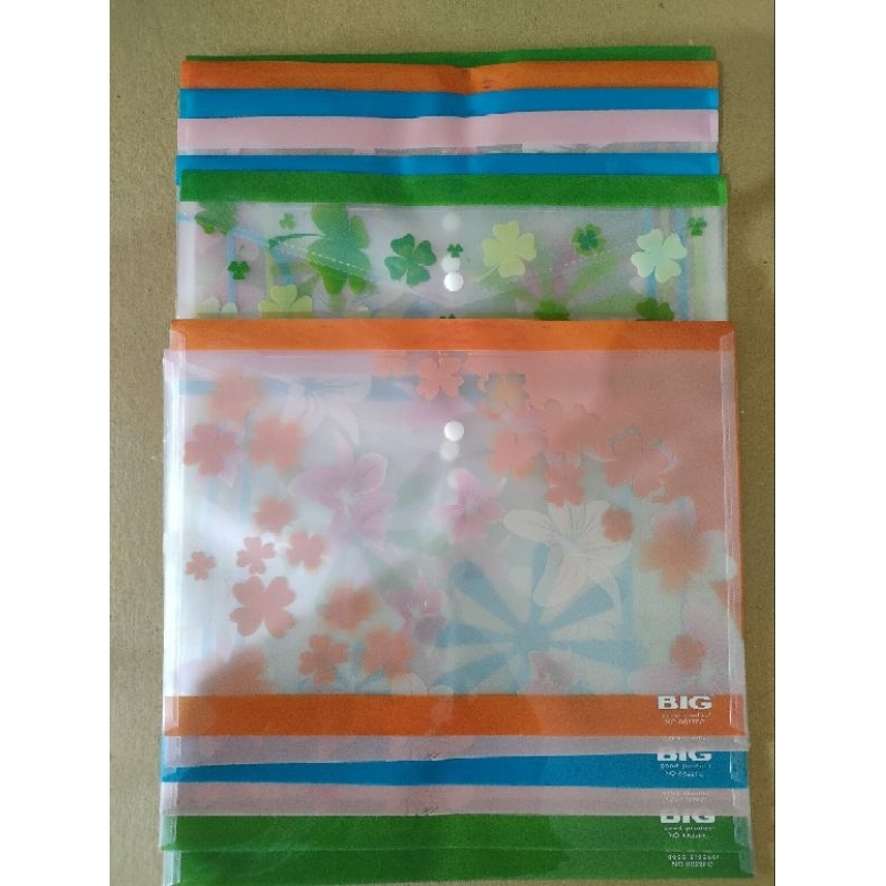 

map plastik kancing F4 merk BIG motif bunga