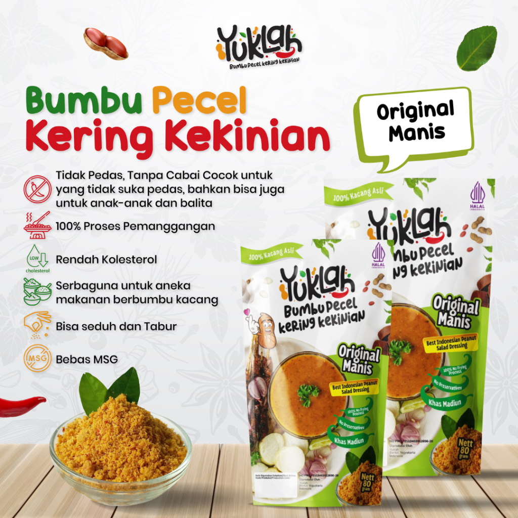 

SAMBEL BUMBU PECEL YUKLAH 80 GRAM (ORIGINAL MANIS/TIDAK PEDAS)