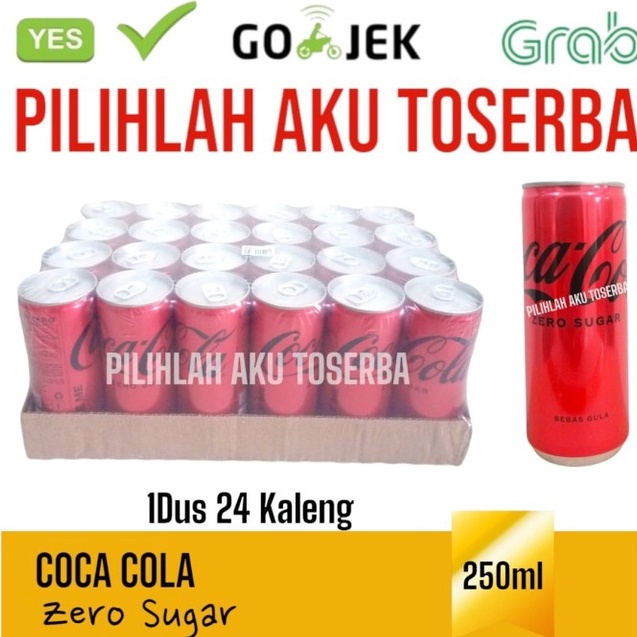 

[KODE ABPBS] Coca Cola ZERO SUGAR KALENG CAN 250 ml - ( HARGA 1 DUS )