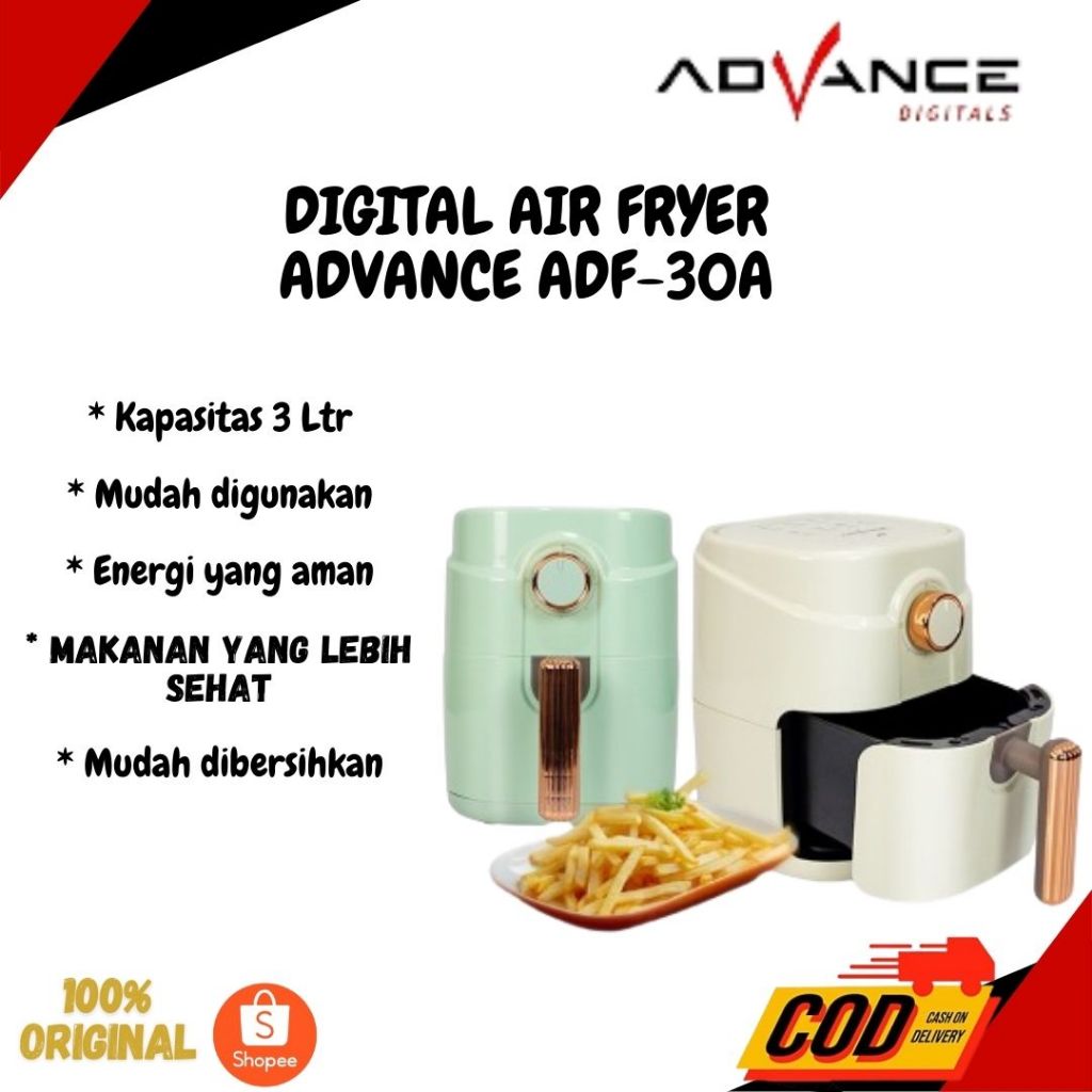 DIGITAL AIR FRYER ADVANCE ADF-30A KAPASITAS 3L ALAT MASAK TANPA MINYAK PANCI MENGGORENG AIR FRYER LI