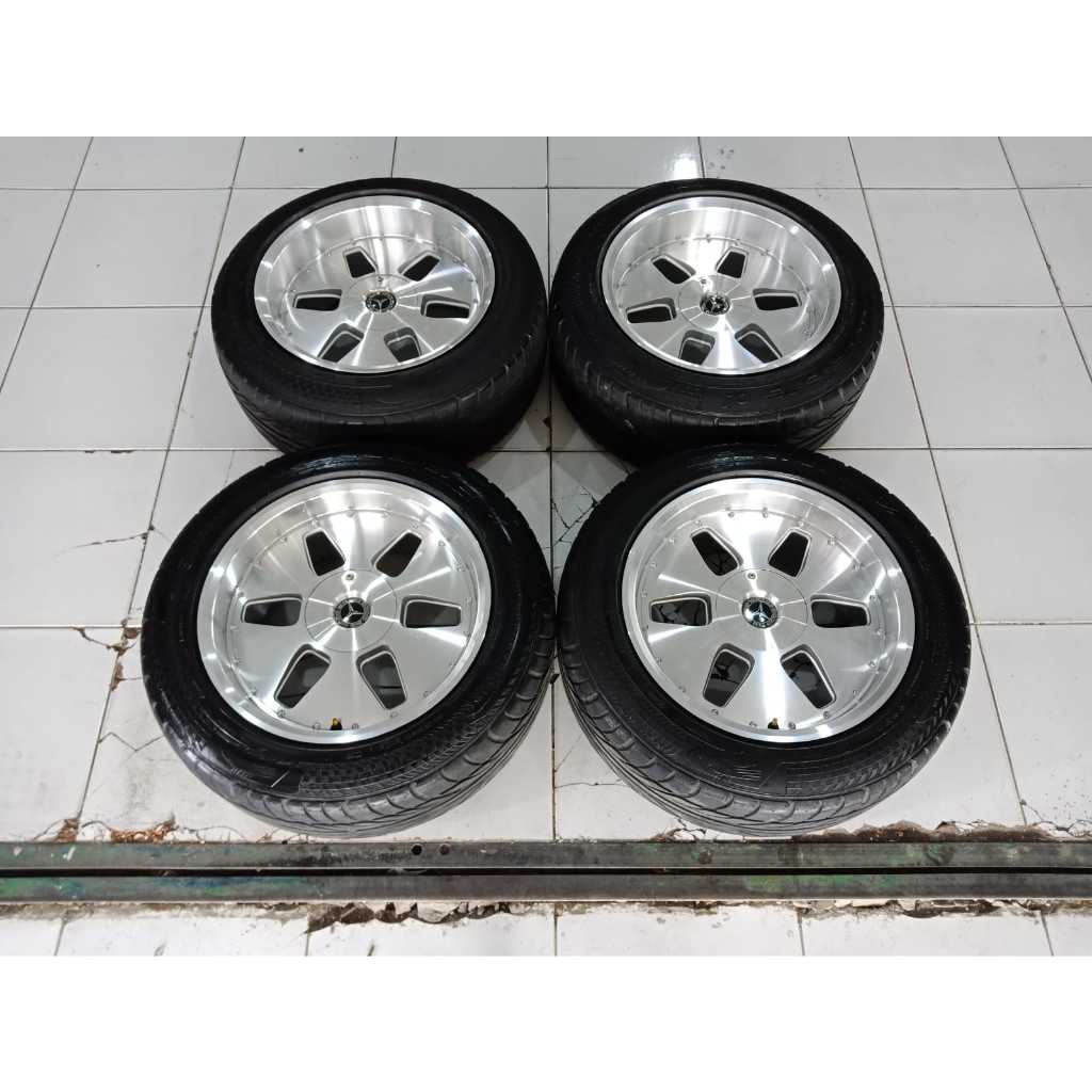 paketan velg racing mae ring 17 x8,5/9,5 pcd 5x112/114 + ban 225 55 r17 seken mulus