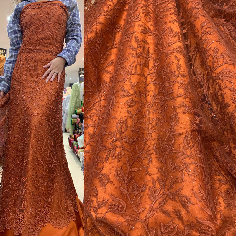 Bahan Kain Tille Full Bordir 3D Flowers