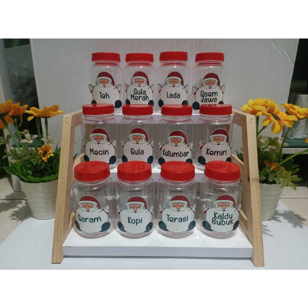 PAKET MURAH ISI 12 Pcs Toples Bumbu Free Label Karakter 320 ML NATAL - Santa Cute