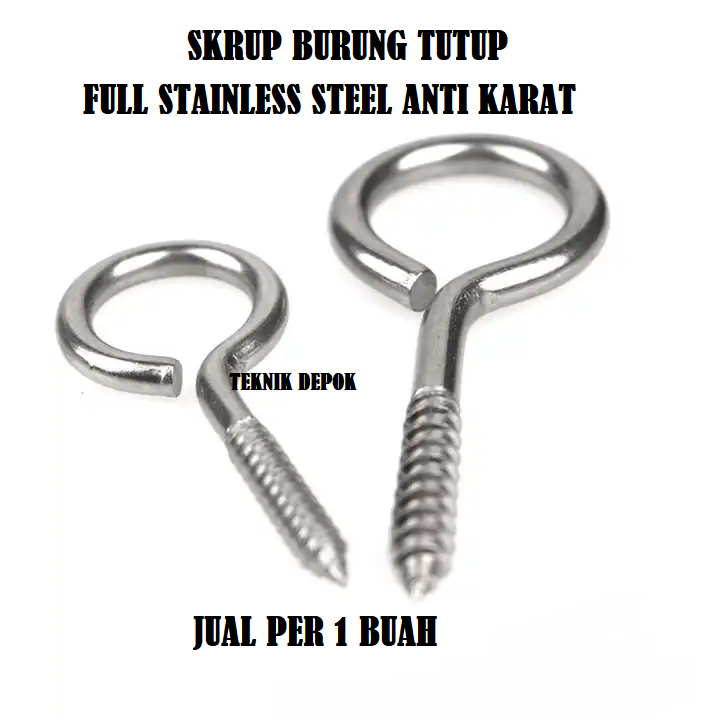 Skrup Burung Tutup M 4 x 5 cm Stainless Steel Sekrup Gantungan Hook