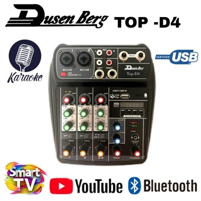mixer 4 channel Dusenberg TOP D4  2 stereo 2 mono mixer audio usb bluetooth original