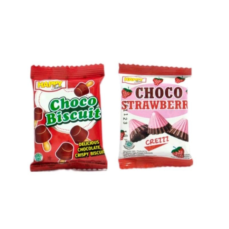 

HAPPY TIME CHOCO BISCUIT / STRAWBERRY // 1 RENCENG ISI 10