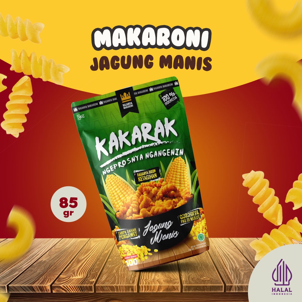 

Kakarak - Makaroni Rasa Jagung Manis - Cemilan Makaroni Goreng - 85gr