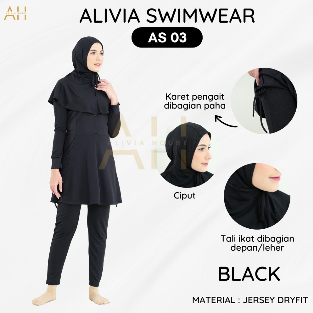 Alivia Swimwear AS03 - Baju renang muslimah dewasa wanita muslim perempuan remaja swimwear hijab Image 4