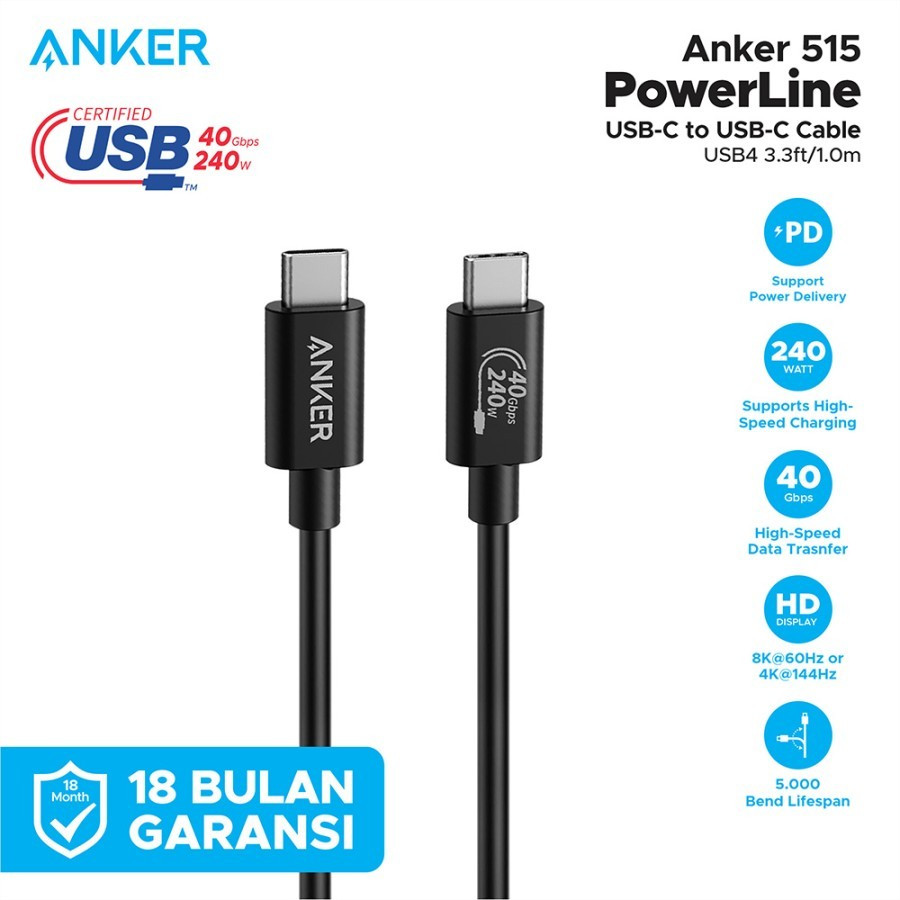 Anker 515 USB4 240W USB-C to USB-C Kabel Data Cable 3.3ft – A8487