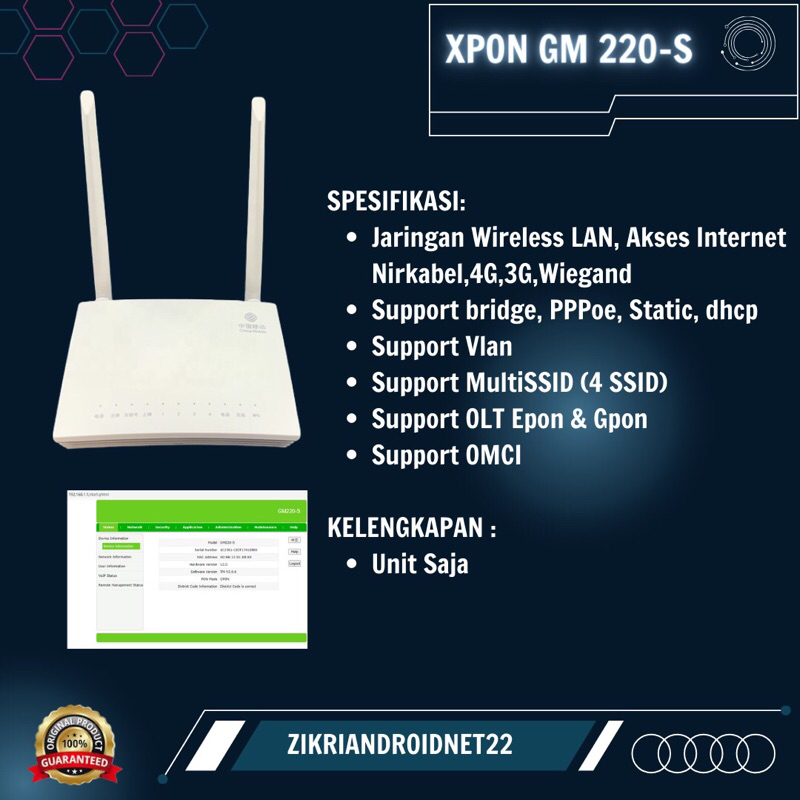 Router Wifi  Xpon  GM220-S ONU non Adaptor