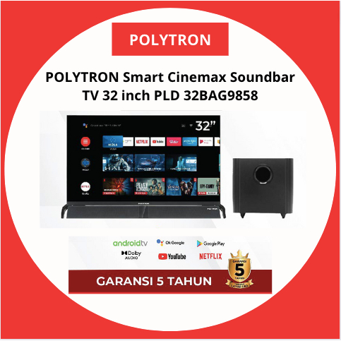 POLYTRON LED TV 32inch PLD 32BAG9858 Android Soundbar/POLYTRON LED 32BAG9953 SOUND BAR DIGITAL LED 3
