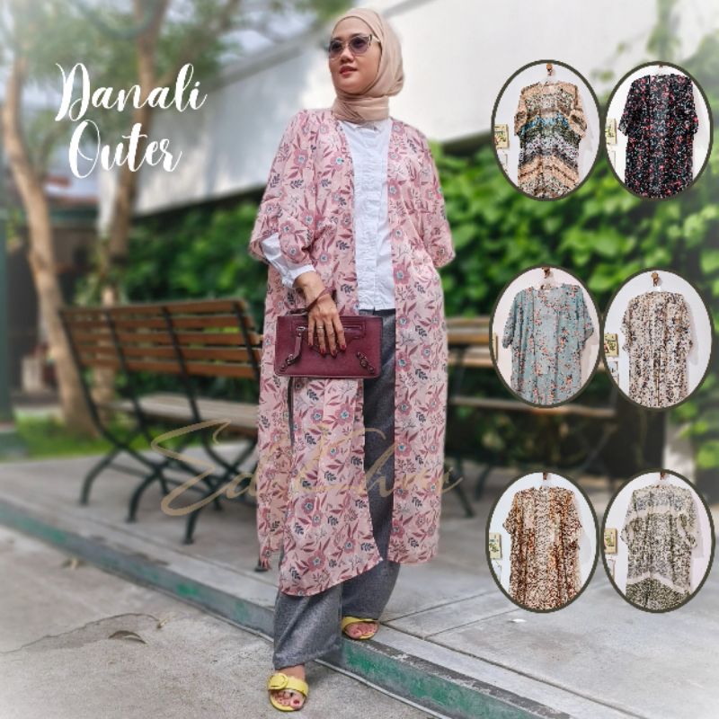 ed khai pakaian atasan luaran panjang wanita cardigan danali long outer ceruty motif