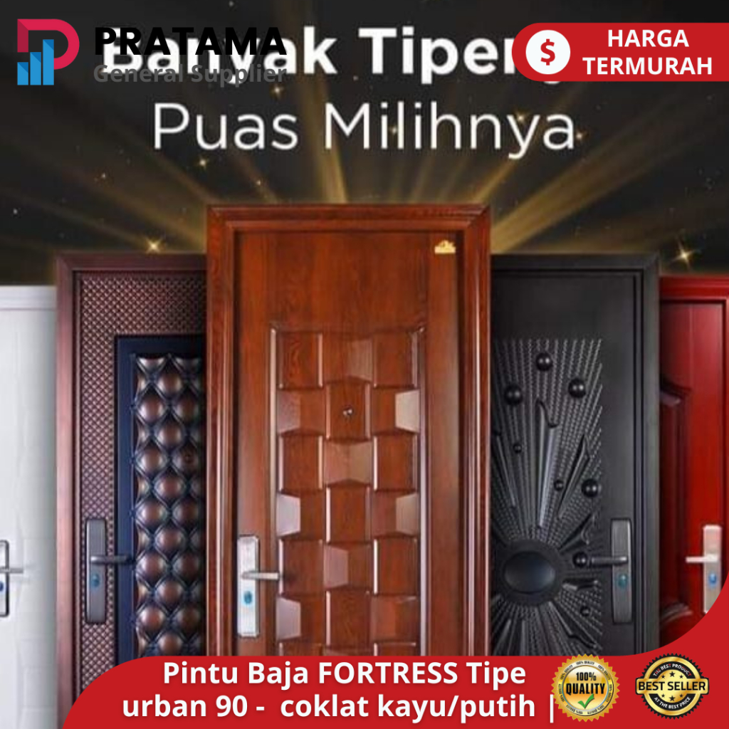 PINTU BAJA FORTRESS URBAN 90 SINGLE DOOR - warna coklat kayu/putih | surabaya