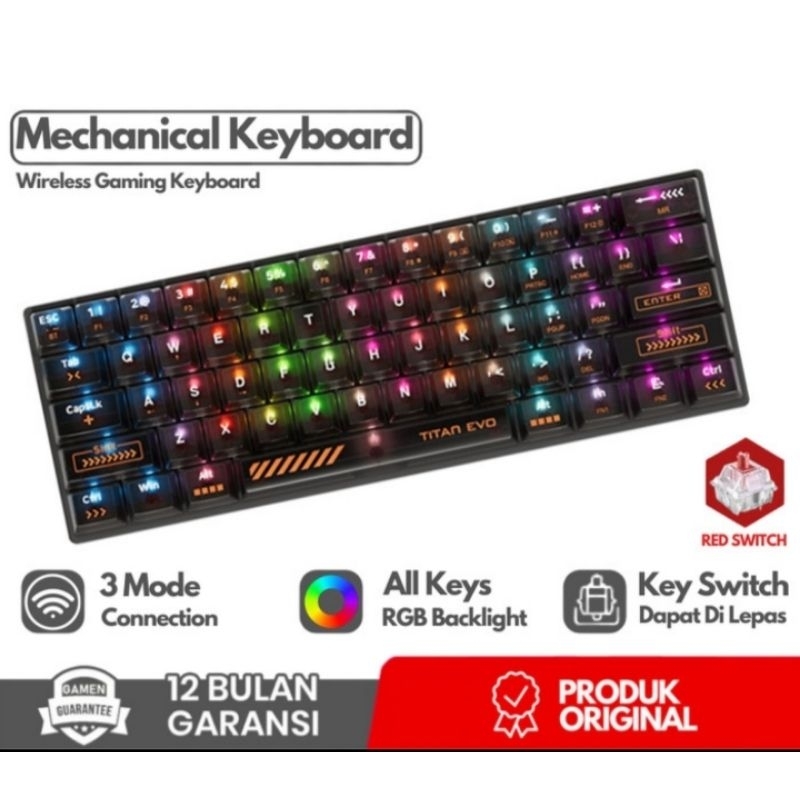 Gamen Titan Evo Mechanical Keyboard RGB Light Wireless Bluetooth RGB