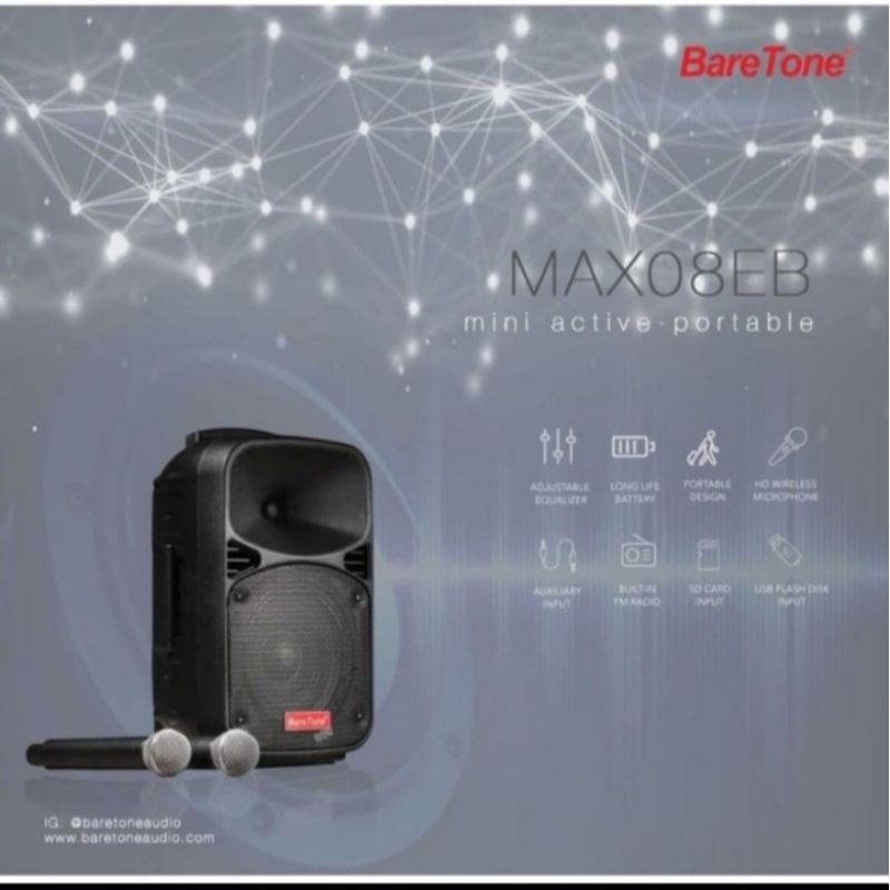 Speaker Portable BARETONE MAX8EB ORIGINAL 8 Inch