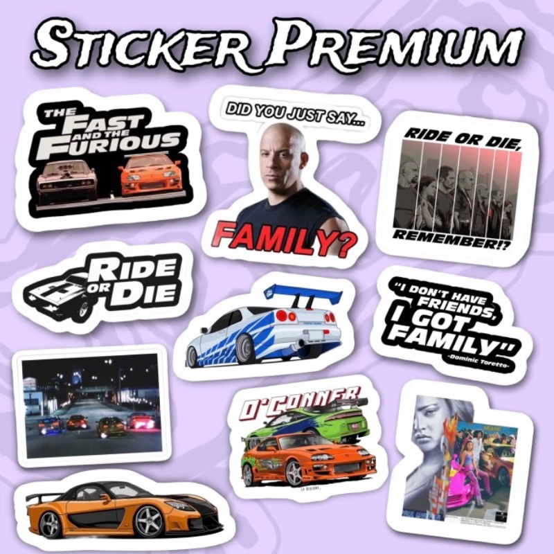 

Sticker Fast and Furious family pack 10 pcs premium waterproof