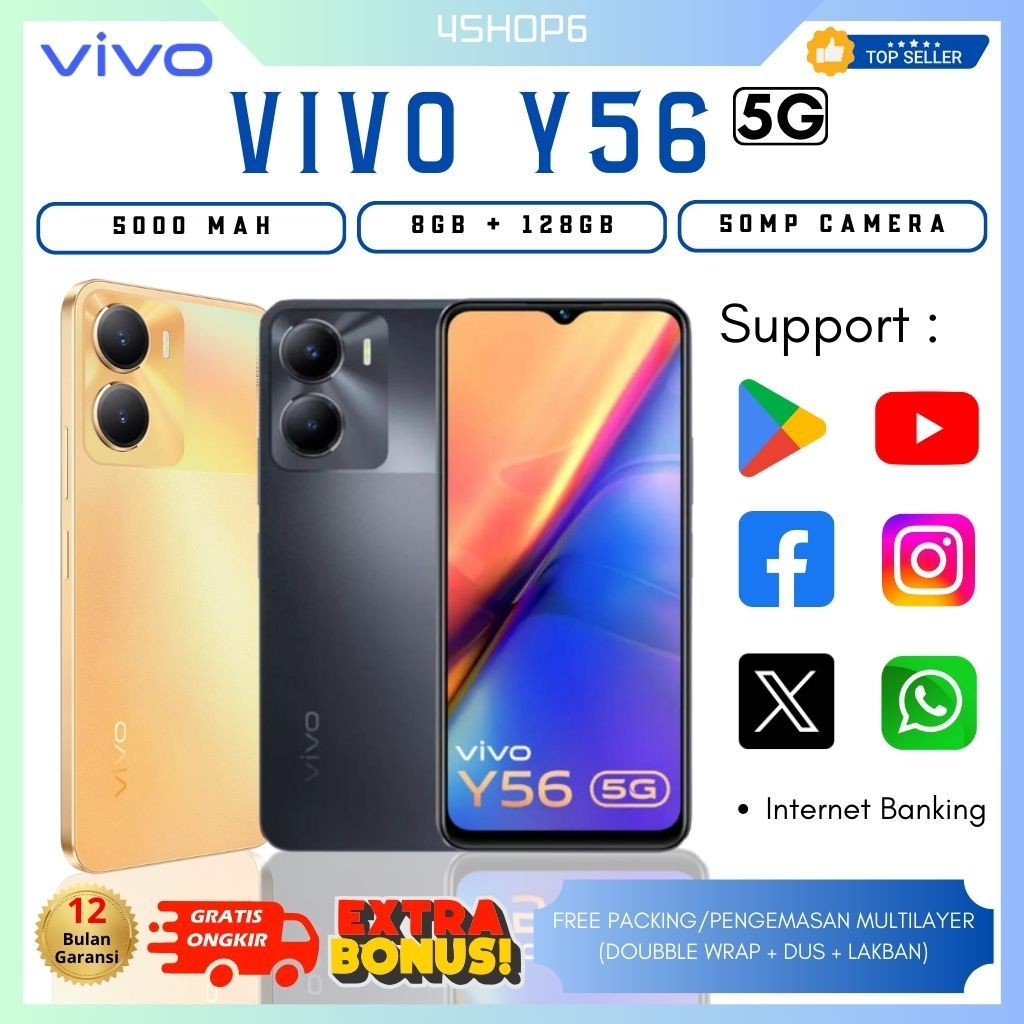 VIVO Y56 5G RAM 8GB &amp; ROM 128GB Smartphone 50MP Camera Garansi 1 Tahun