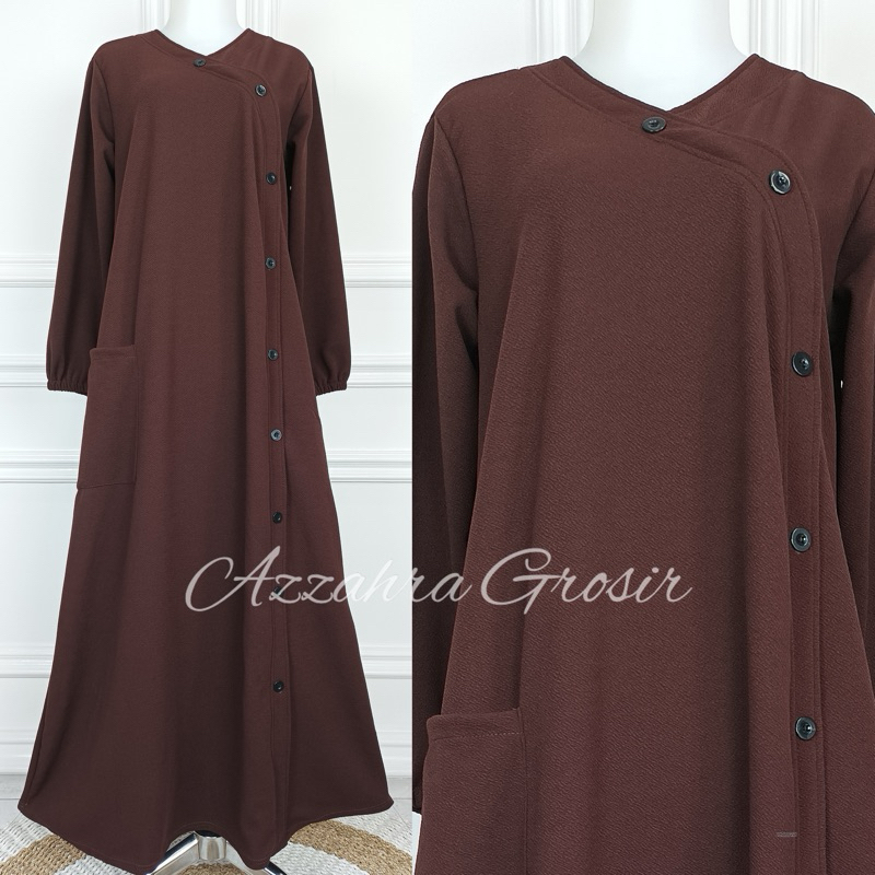 AM - ANZANA Maxy Gamis Wanita Muslim Lemon Skin Milano Melar-Brownies