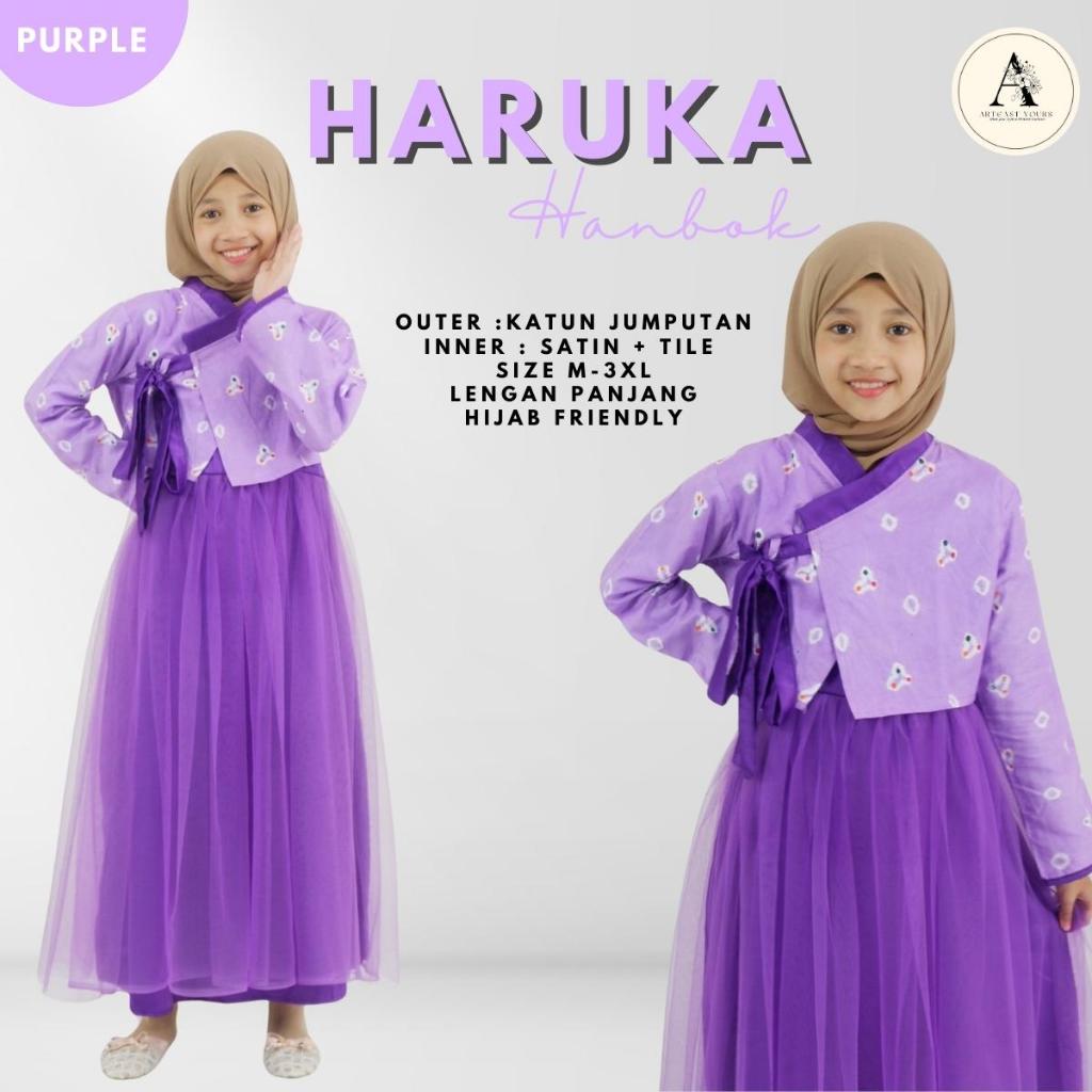 HARUKA Lilac Baju Hanbok Anak Ala Korean Style Terbaru Dress Pesta Anak Perempuan Umur 2-13 Tahun