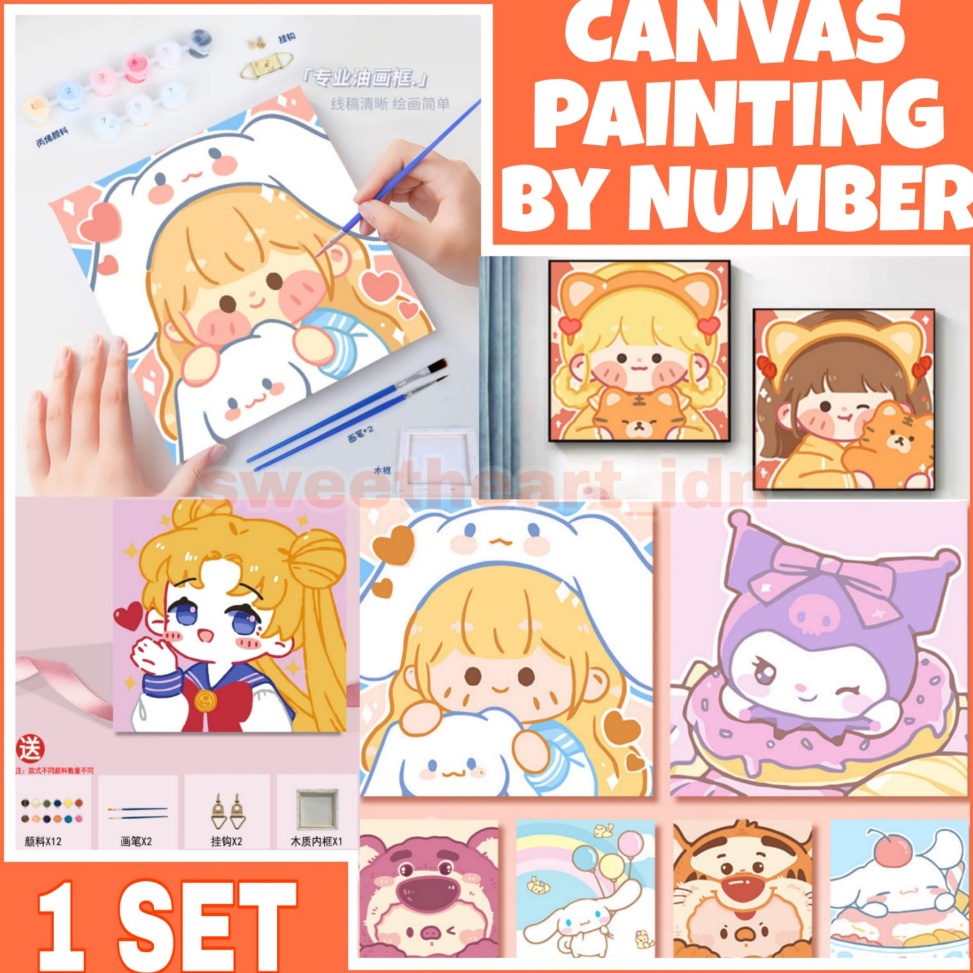

[KODE LWGCM] Canvas Painting By Number / Melukis Mewarnai Kanvas Nomor Prakarya Anak