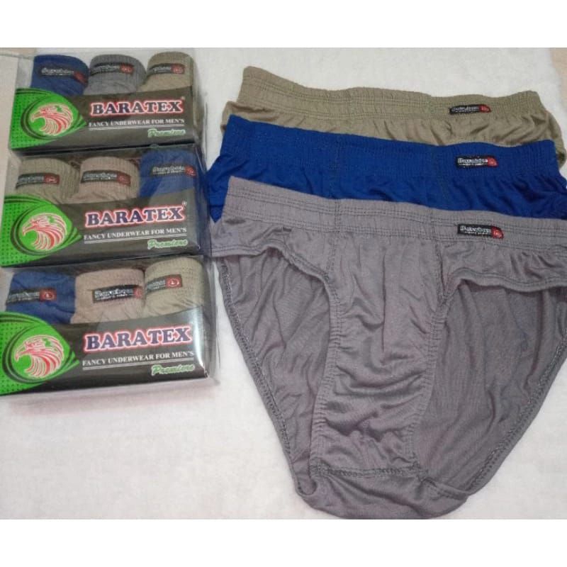 3pcs celana Dalam Pria Baratex Premier Polos, CD pria Baratex termurah