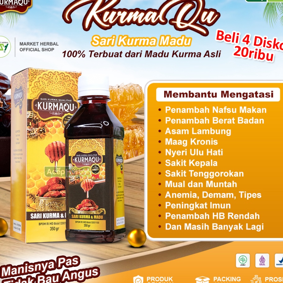 

Big Sale Kurmaqu Sari Qurma Dan Madu Suplemen Penggemuk Badan Penambah Nafsu Makan Asam Lambung Gerd Perut Begah Bau Mulut Sakit Kepala Anemia Untuk Anak dan Dewasa 100% Original Bpom Halal ➾❃❇