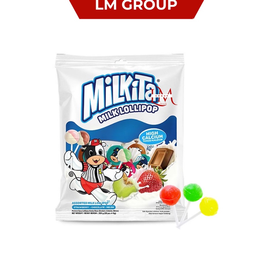 

Ready Milkita Assorted Milk Lollipop Hanger/Refill Isi 50 pcs Rasa Coklat,Melon,Strawberry ➧➣✩✸