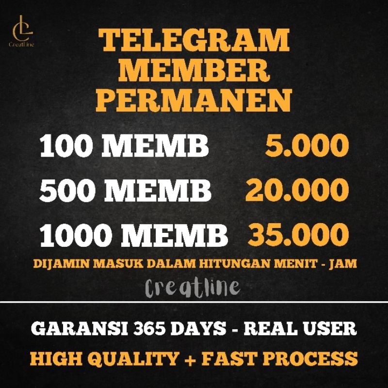 CREATLINE - Member Channel / Group Telegram NO DROP Real Users - Termurah (Baca Deskripsi)