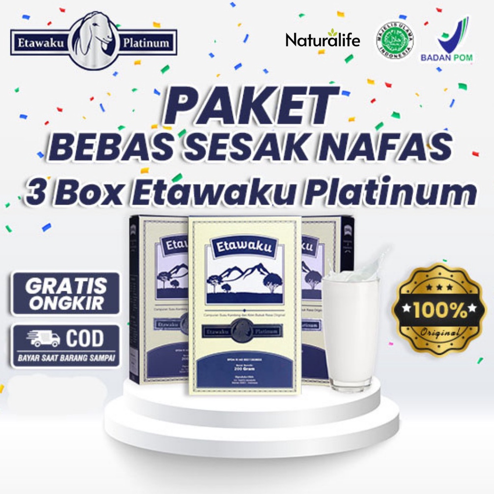 

[✦J29&] PAKET 3 BOX ETAWAKU PLATINUM - Susu Kambing Etawa Provit Solusi Atasi Masalah Gangguan Pernapasan / Asma / Lutut Sakit Tulang Sakit Nyeri Sendi Tulang Keropos Osteoporosis Obat Nafas Napas Lega Minuman Kesehatan Termurah Terlaris Terampuh Buruan