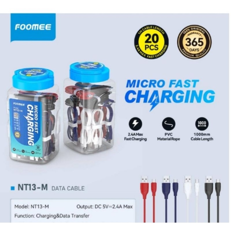 FOOMEE NT13-M / NT13-C / NT13-L KABEL DATA MICRO / TYPE-C / LIGHTNING 2.4A 100CM FAST CHARGING