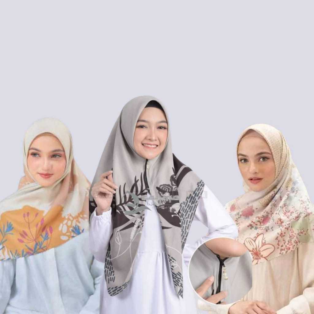 Kerudung Segiempat Motif Instan Kerudung Motif Zipper Kerudung Instan Resleting