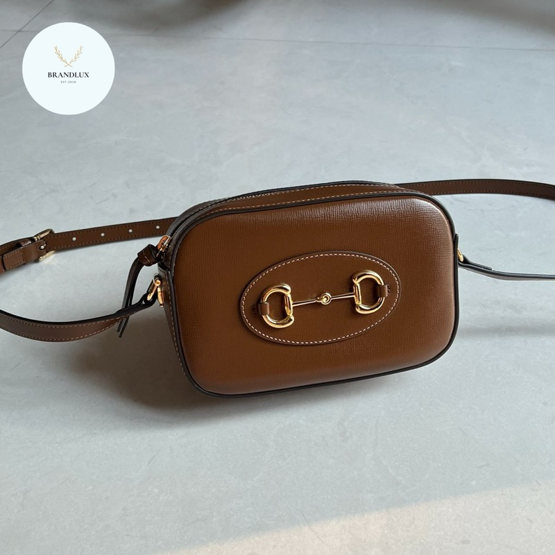 Gucci horsebit 1955 small shoulder leather bag in brown